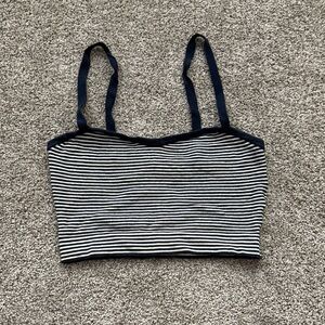 American Apparel Navy and White Striped Top